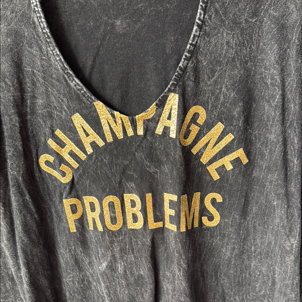 Express CHAMPAGNE PROBLEMS Black Mineral Washed Graphic Tee Size M Taylor Swift - Picture 4 of 6